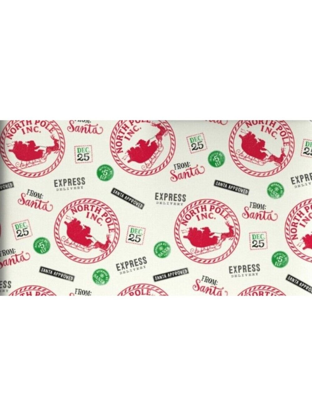 Hallmark Christmas Wrapping Paper Stamps From Santa Jumbo Roll 90 sq ft